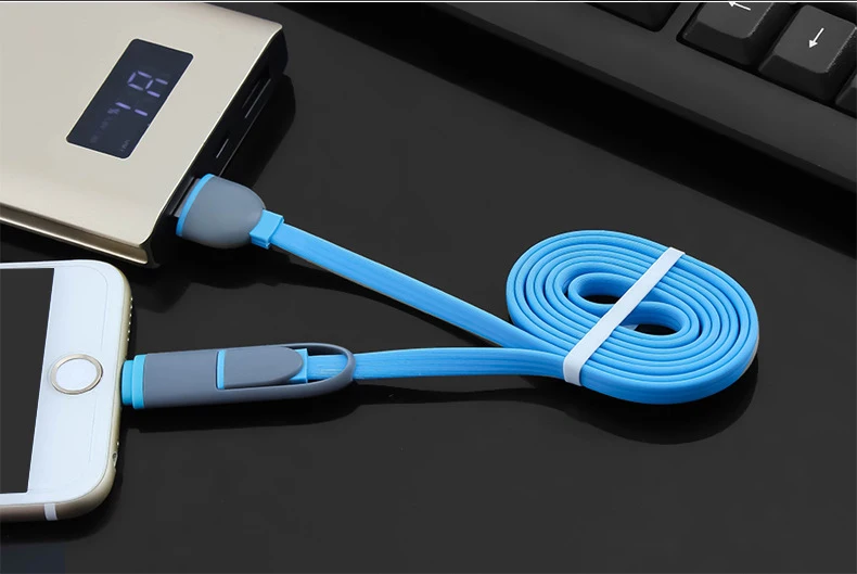 2 в 1 кабель Micro USB м зарядный мобильный телефон кабели для iPhone 6 /7/8 зарядное