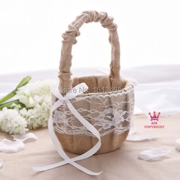Lace Ivory Bowknot Burlap Hessian Rustic Wedding Favors Flower