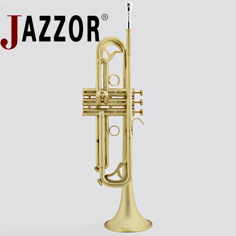 

JAZZOR JBTR-450 professional B flat trumpet brushed matte with mouthpiece case wind instruments