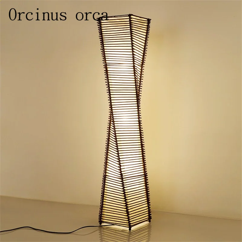 Southeast simple Chinese floor lamp hotel room modern bedroom lamp creative bamboo floor lamp free shipping
