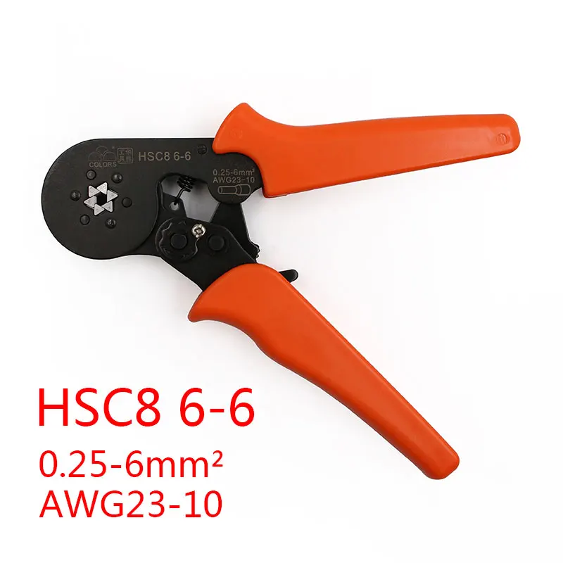 FASEN HSC8 6-6 SELF-ADJUSTABLE MINI-TYPE CRIMPING PLIER 0.25-6mm2 Straight German Pliers Hand Tools VE Terminal Connectors - Цвет: HSC8 6 6