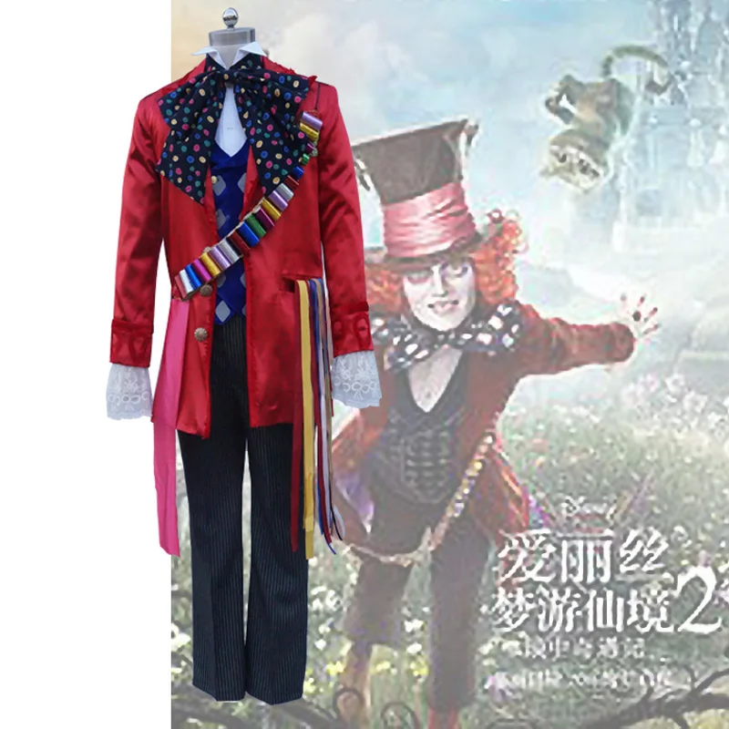 

Alice in Wonderland Cosplay Mad Hatter Cosplay Costume Halloween Full Set Shirt Vest Pants Hat Jacket Bow Tie Accessories