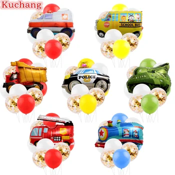 

1set BIG toy car foil balloon Tank plane confetti balloons Birthday Party Decoration cartoon balloons new year kids toy