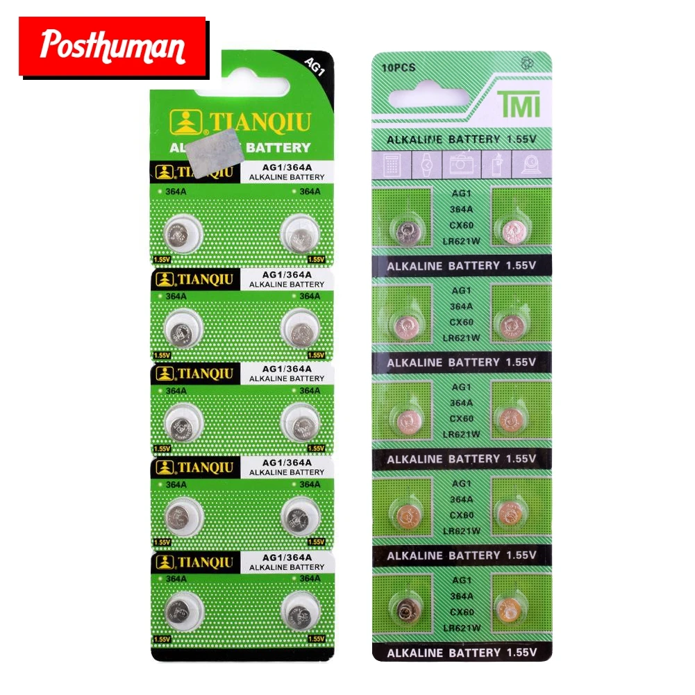 AG1 100% Фирменная новинка 10 шт./лот LR60 164 GP364 Щелочная кнопочная монетная батарея для