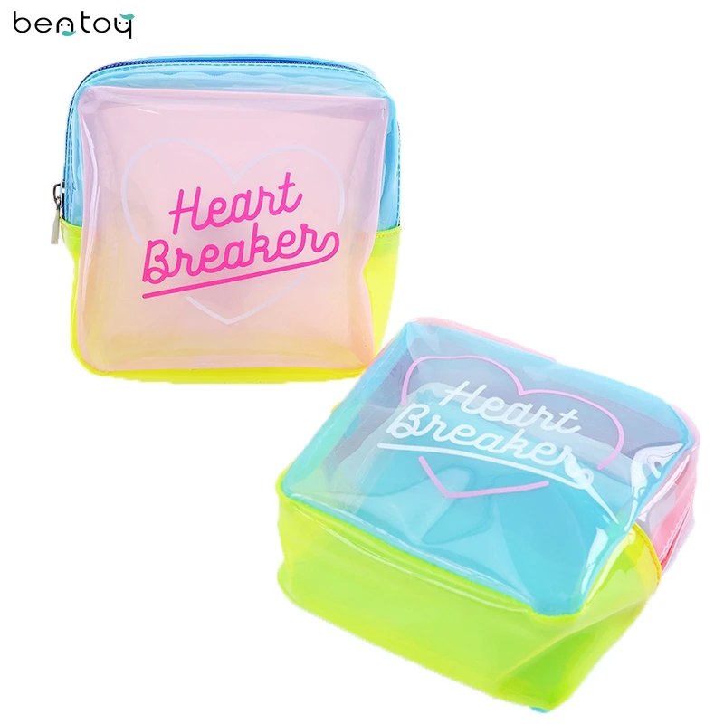 

Summer Girls Jelly Cosmetic Bag For Makeup Waterproof Patchwork Travel Wash Case Women PVC Pouch Lucency Travel Toiletry Bag