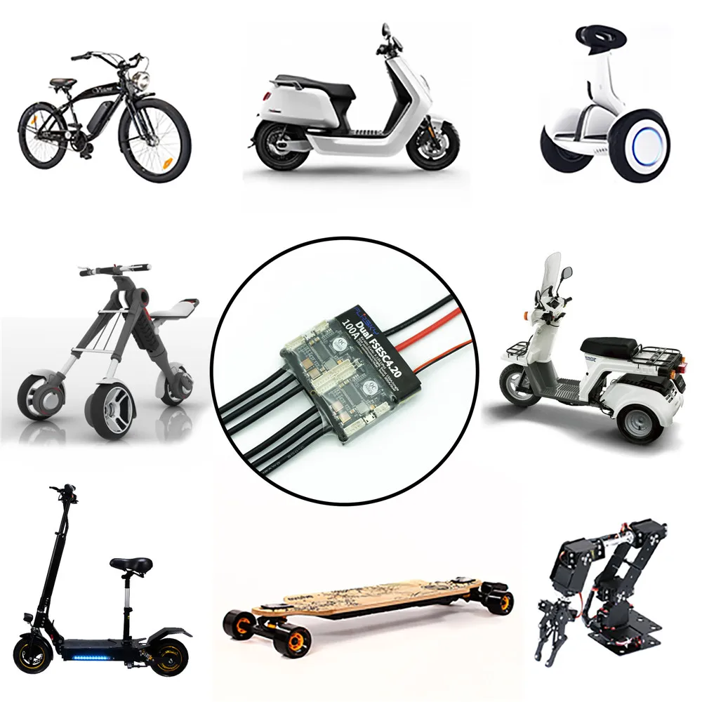 

HGLRC-Flipsky Dual FSESC4.20 100A ESC+ Aluminum Heatsink Electric Longboard RC Car/E-bike/E-scooter For RC Models Toys Parts