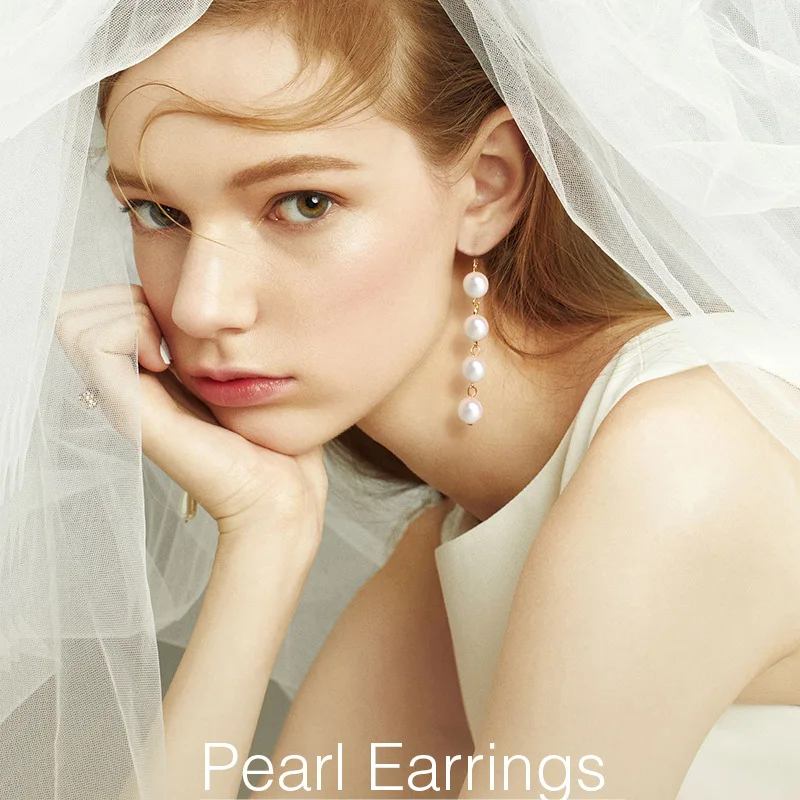 

14KGF Natural Pearl Earrings Freshwater Statement Zircon Earring For Wedding Party Gift