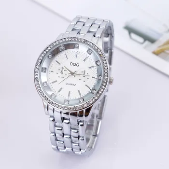

Relogio Masculino Luxury brands DQG Silver Quartz watch crystal Big Dial Watch Men Stainless Steel watch band Reloj Hombre