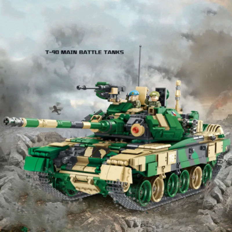 

Military Series T-90 Battle Tank Children Alpinia Oxyphylla Spelling Insert Assembling Building Block Toys 632005