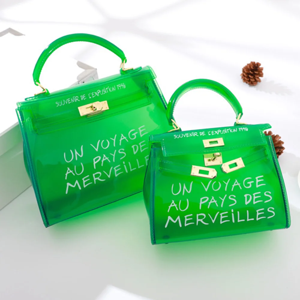 واضح شفاف PVC الكتف التجميل حقائب النساء الحلوى اللون للنساء هلام محفظة الصلبة حقائب كبيرة قدرة Crossbody حقيبة