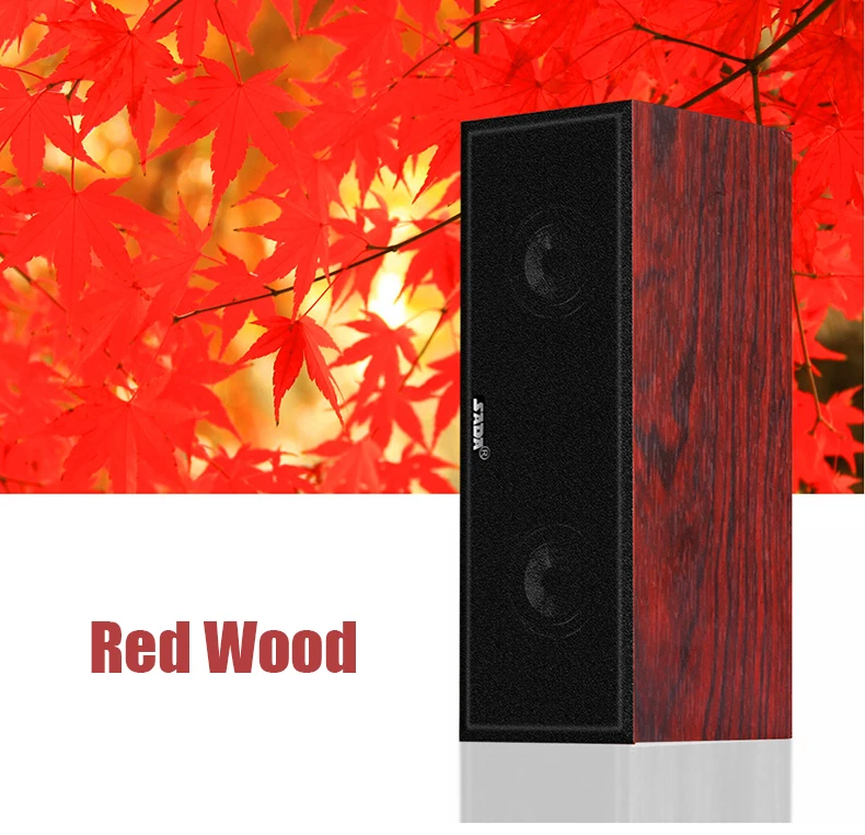 SADA V-190 мини деревянный динамик стерео Бас двойной звуковой канал USB деревянный динамик компьютерные колонки Громкий динамик для смартфонов ПК - Цвет: Red Wood
