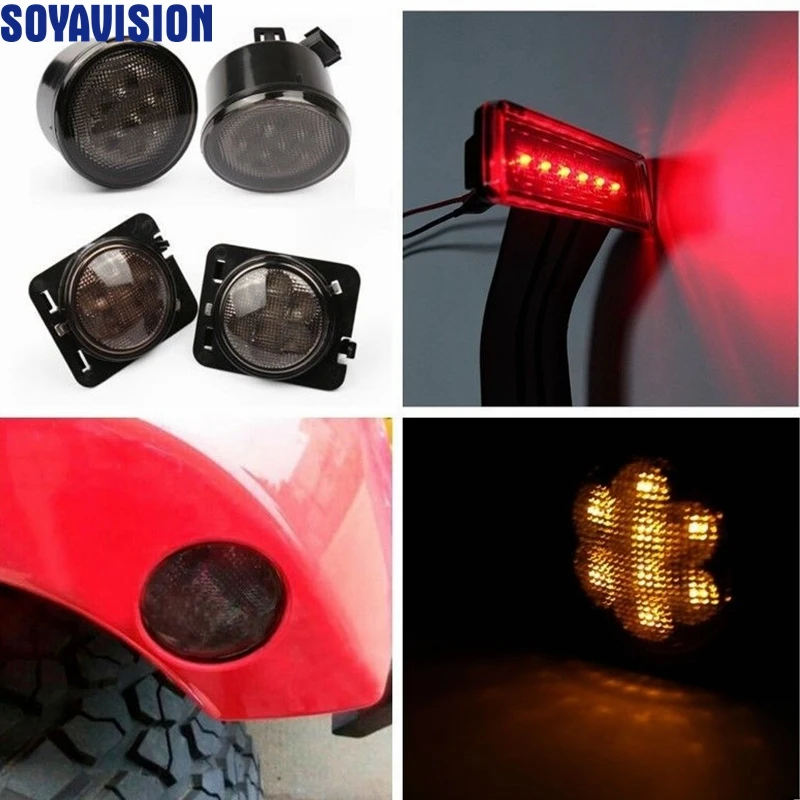 Спереди Копченый светодиодный поворота светильник для Jeep Wrangler Fender парковка