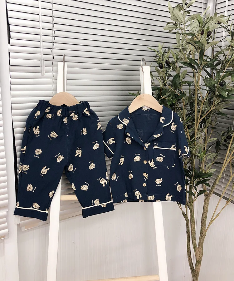 Boys Pyjamas Summer Luxury Brand High Quality Family Matching Pajamas Christmas Clothes Sleepwear Mommy and Me Family Look Suit