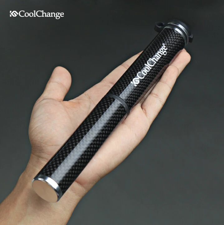 

CoolChange Carbon Fiber High Pressure Inflater Mini Portable Bike Pump Bicycle Tire Pump 110PSI, French/Schrader valve