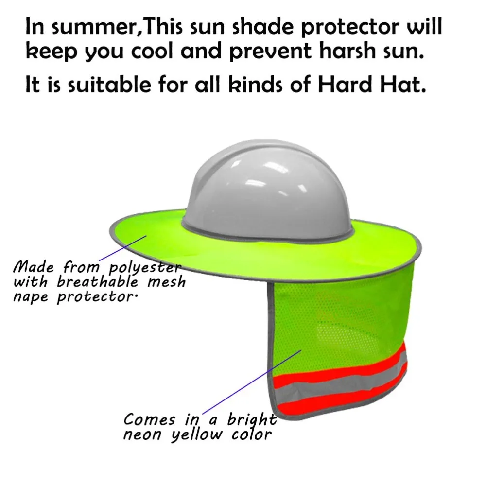 Твердая шляпа солнцезащитный щит, полная шляпа с защитной сеткой шеи Защита от тени высокой видимости, светоотражающая(твердая шляпа в комплект не входит