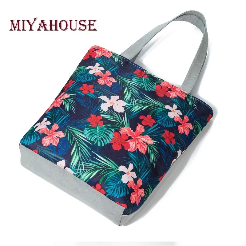 Miyahouse, известный бренд, повседневные сумки-тоут, Женская красочная сумка на плечо с цветочным принтом, Женская холщовая дизайнерская летняя пляжная сумка, женская сумка