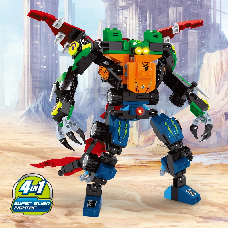 

AUSINI 4 in 1 Robots Deformation Building Blocks Bricks Transformation Toys for Children Creator Educational Boys Plastic Model
