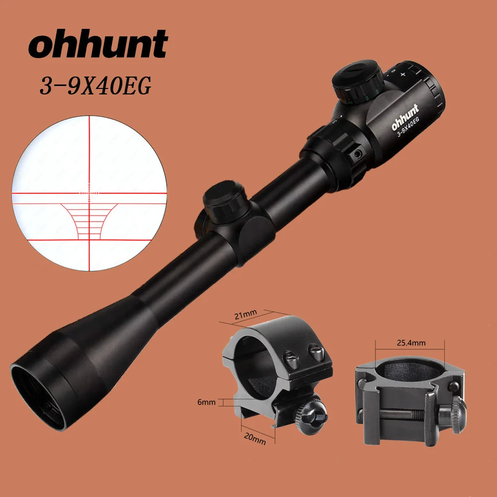 Ohhunt 3-9X40 Тактический Оптический Прицел Красная Зеленая Синия Проволока Сетка Прицел для Охоты.177. 22 Калибр Пневматики - Цвет: 25.4mm-Picatinny-CDK