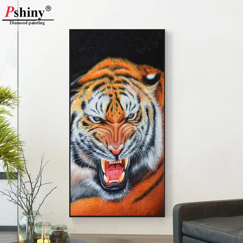 Pshiny 5d DIY Алмазная вышивка рукоделие картина крестиком комплект животных Тигр