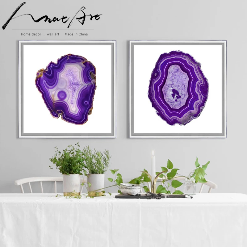 

Agate Printable Mineral nordic Poster abstract painting Print Decorative Home Wall art pop purple Gemstone for living room