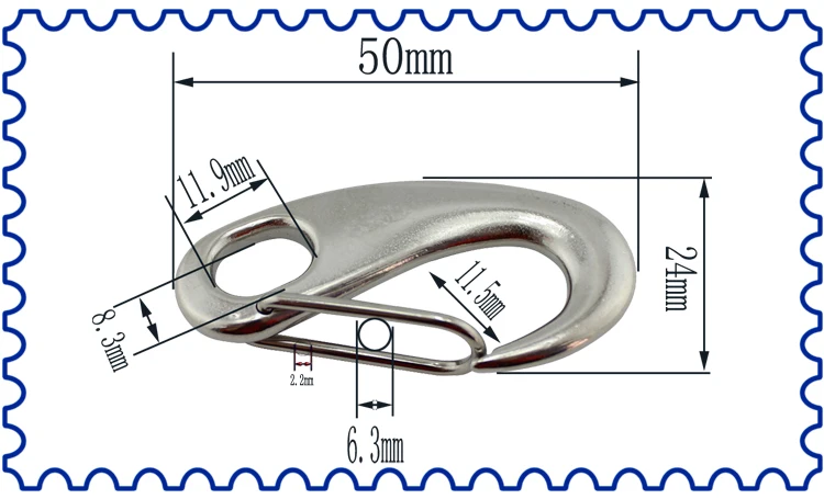 Морской нержавеющей яйцевидной формы пружинный карабин зажим Быстрый Карабин Пряжка овальный глаз Скоба Лобстер коготь 10 шт. 40 мм 50 мм 70 мм 100 мм - Цвет: 50mm