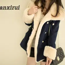 Lanxirui Утепленная одежда зимняя теплая двубортная шерстяная куртка Модные женские туфли пальто Авг 0807