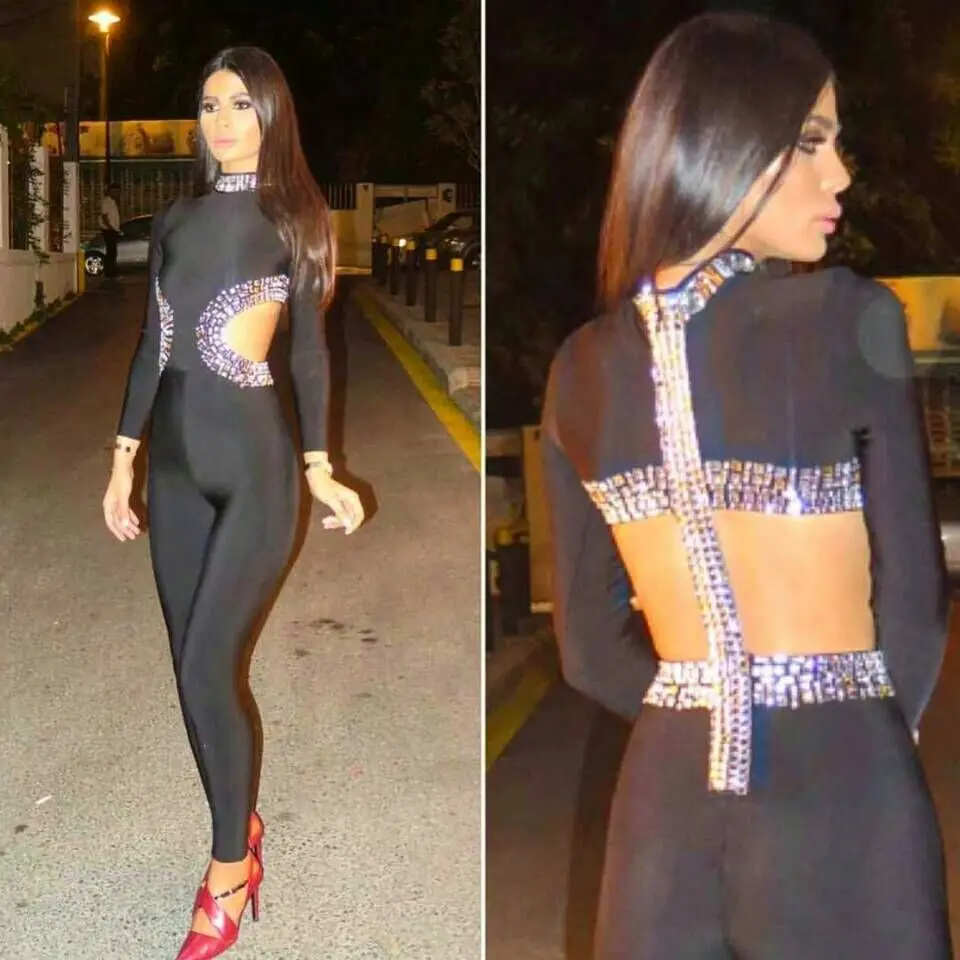 long sleeve bandage jumpsuit