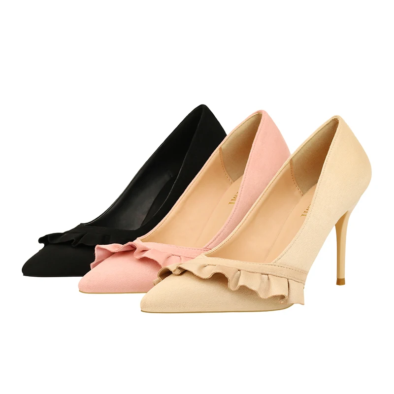 

2018 Europe and America Spring and Autumn New Solid Color Sexy Ladies Single Shoes High Heel Pointed Women's Shoes