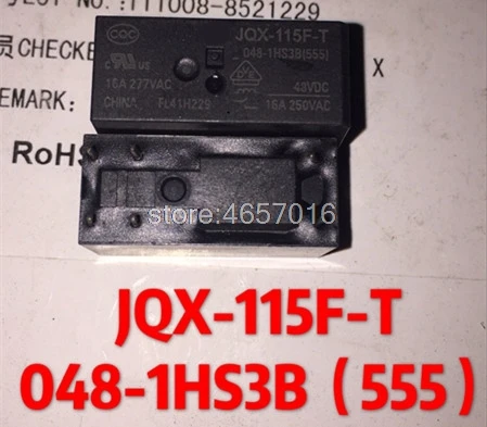 JQX-115F-T/048-1HS3B 555 Power Relay 16A 250VAC 6 Pins x 10pcs