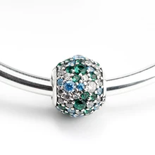 Настоящее серебро 925 небо мозаика шар с гравировкой Шарм бусины подходящие Браслеты и ожерелья Аксессуары качественная бижутерия для свадебного подарка