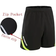 Теннисный корт шорты, Мужские штаны для бадминтона спортивные тренировочные фитнес впитывающие пот быстросохнущие Светоотражающие этикетки карман на молнии шорты
