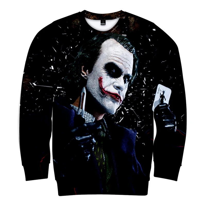 Забавный Джокер, клоун печать 3d толстовки пуловер Мода Прохладный хип хоп Мужчин Женщин монолитные толстовки повседневные с длинным