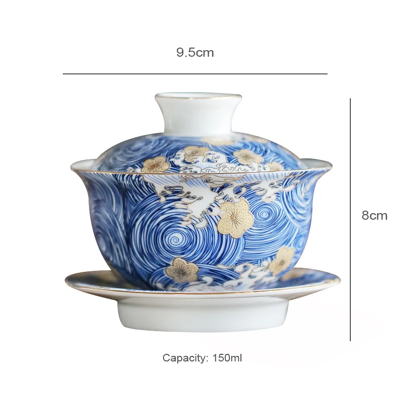 PINNY "STARRY NIGHT"Color Enamel Gaiwan Handpainted Ceramic Tea Tureen Kung Fu Tea Set Chinaware Chinese Service