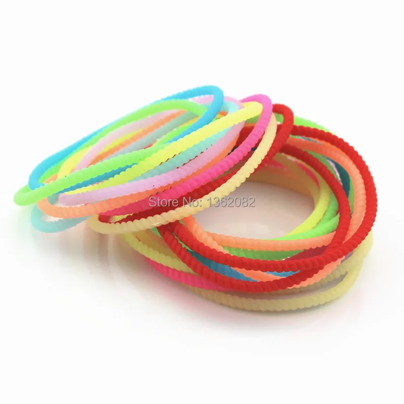50 шт/партия Разноцветные эластичные резиновые браслеты мужские женские спиральные силиконовые браслеты дружбы подарок MB182