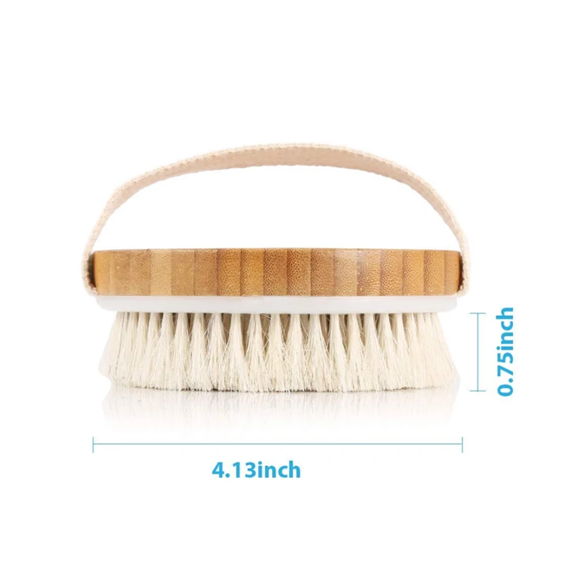 TREESMILE Hot Dry Skin Body Soft natural bristle Body Bamboo Round Massage Bath Brush SPA Body Brush without Handle D40