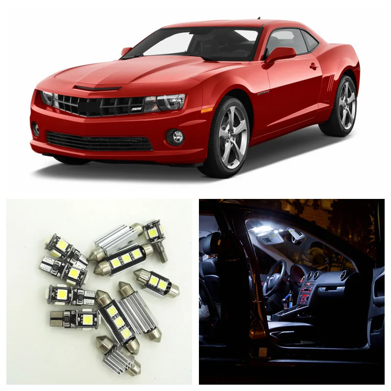 

8pcs White LED Light Bulbs Interior Package Kit For Chevy Chevrolet Camaro 2010-2015 Map Dome License Plate Lamp Chevy-B-10