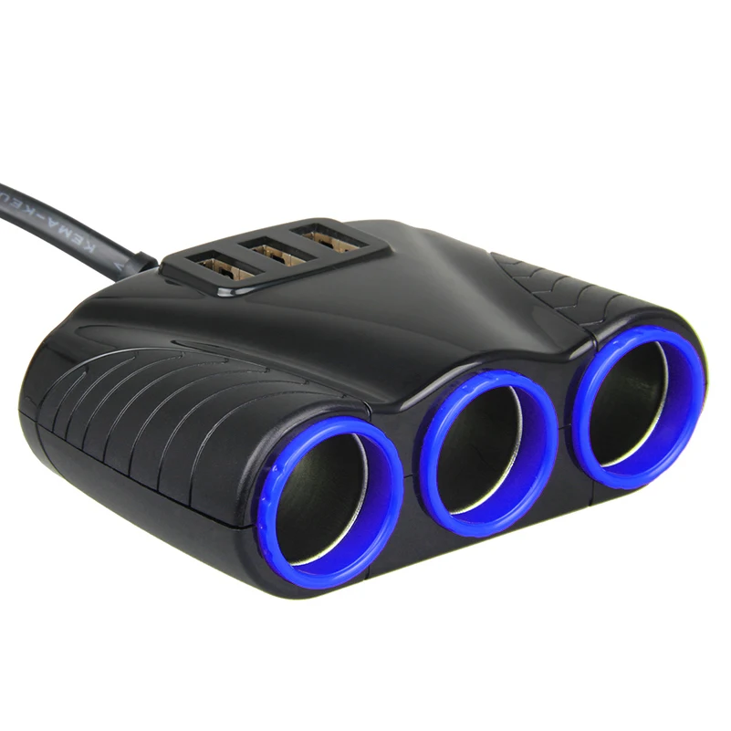 Car Cigarette Lighter Extension Plug Flameless Lighter Electronic Three