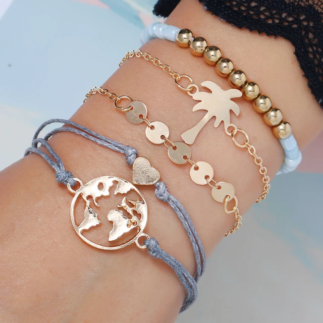 Bracelets & Bangles Retro Styled Multi-layer Charm Bracelet – 5 Pcs/Set (BB-06)