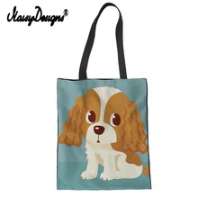 Холщовая многоразовая сумка для покупок с принтом Шарля спаниеля, Женская Повседневная сумка, сумки через плечо, новые сумки с животными, на заказ, Прямая поставка