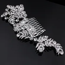 TREAZY Luxury Crystal Bridal Hair Combs for Women Large Leaf Shape Hairpins Rhinestone Wedding Jewelry Accessories,Side Tiara