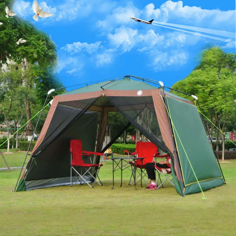 

ZHUOAO New Arrival Automatic Ultralarge 310*310*210CM 4-6 Person Use Camping Tent Large Gazebo Beach Tent With 4 Walls