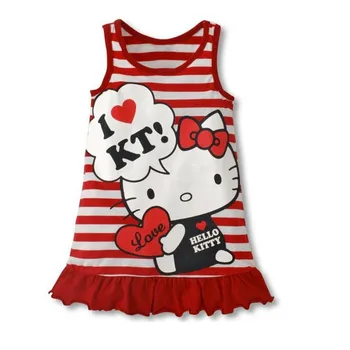 

COSPOT Baby Girls Hello Kitty Dress Bebes Girl Sundress Cartoon Stripes Dresses Girl Casual Dress Baby Girl Clothes 2020 New 55