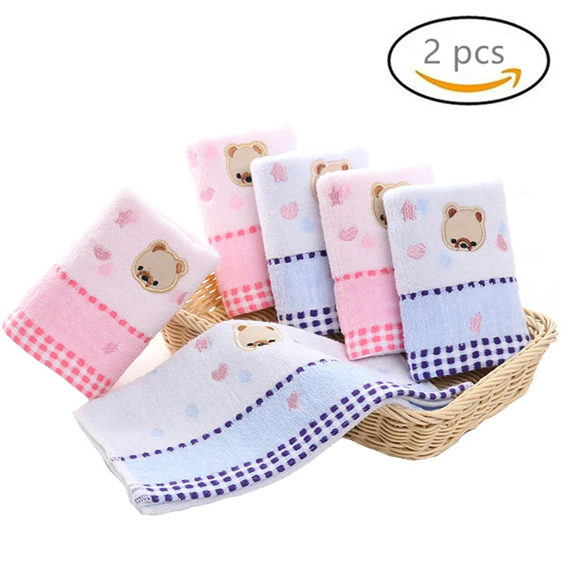 2 Pcs Cute Bear Baby Face Towel Infant Water Absorbent Cotton Wipe