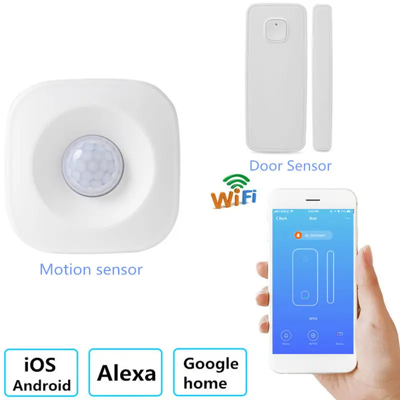 

Wifi Motion Sensor PIR Smart Remote Control Wireless Door Detector For IOS Android Smartphone Compatible Alexa Google Home IFTTT