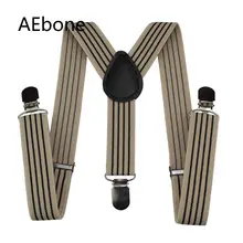 AEbone/Детские подтяжки для мальчиков, цвета хаки, в полоску, подтяжки для штанов, 3 зажима, подтяжки, брючный ремень, Bretelle Enfant Garcon, 2,5*65 см, Sus44