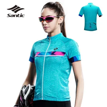 

Santic Summer Cycling Jersey Women Maillot Ciclismo Short Sleeve Quick Dry Road Mountain Bike Jersey Bicycle Clothing 2XL