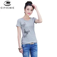 CIVI шик в китайском этническом принт Футболки для девочек Для женщин летние полые футболка с принтом бабочки одежда O Средства ухода за кожей Шеи хлопковые топы тонкий Топы корректирующие футболка WST38