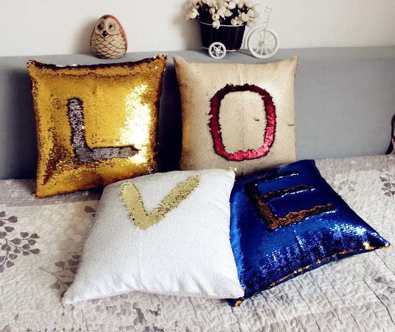 Fashion Mermaid Pillow Sequin Pillow Cover Throw Pillow Magical Color Changeable