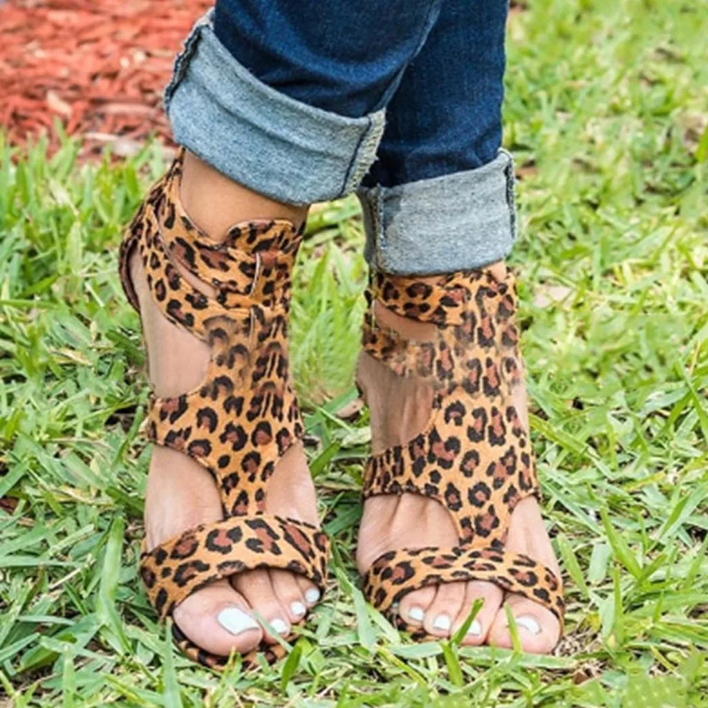 

SAGACE Shoes Sandals Women Summer Wedges Leopard Casual Sandals Shoes Strap Gladiator Roman fashion new shoes woman 2019JAN18