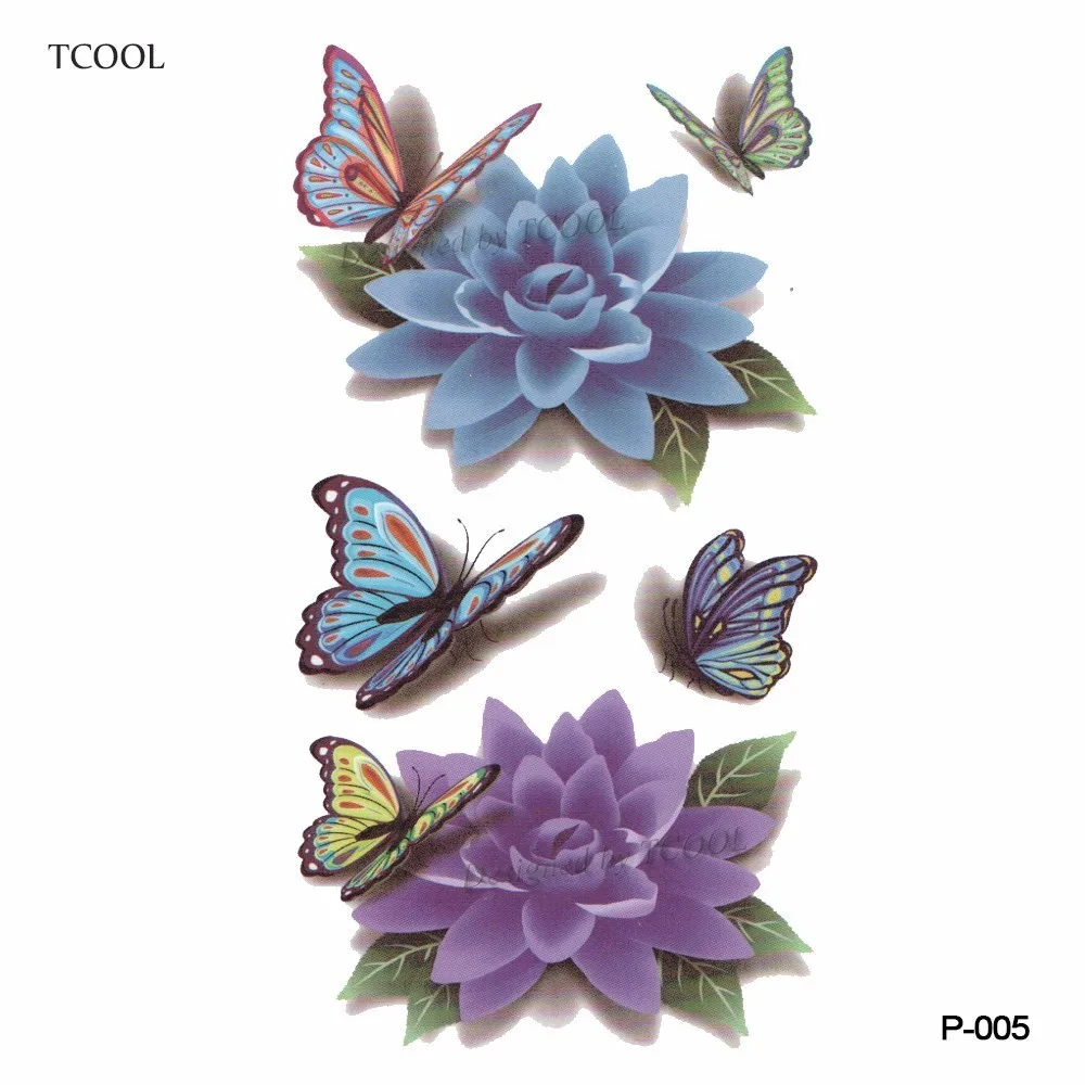 

HXMAN Butterfly Flower Temporary Tattoo Sticker Waterproof Fashion Women Arm Fake Body Art 10.5X6cm Kids Adult Hand Tatoo P-005